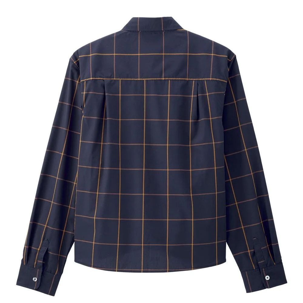 Chemise homme marine à carreaux et boutonnière aimantée