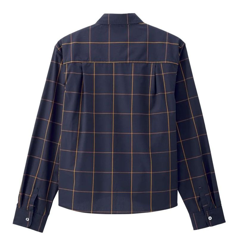 Chemise homme marine à carreaux et boutonnière aimantée
