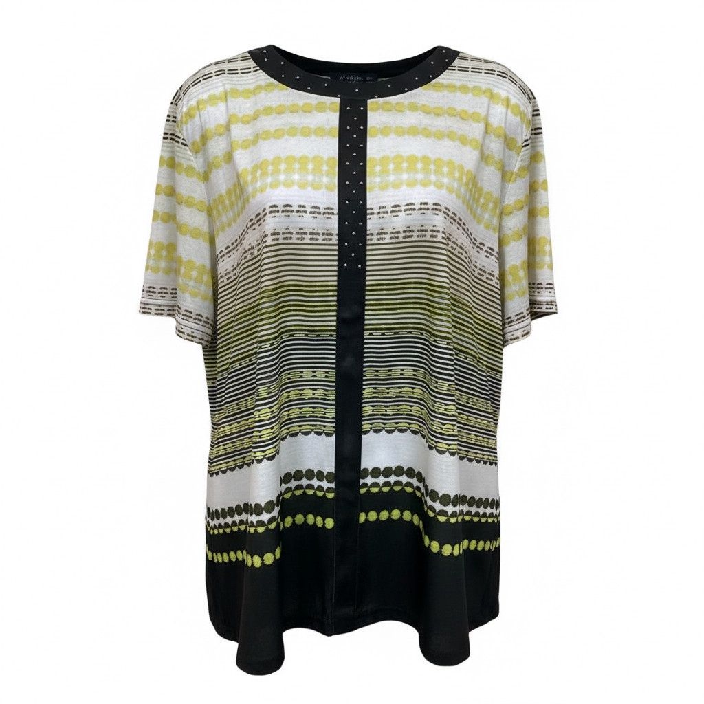 Chandail adapté manches courtes ligné jaune et noir