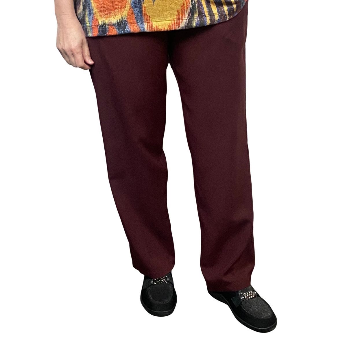Pantalon adapté pour femmes - Polyester bourgogne | Ouverture aux côtés
