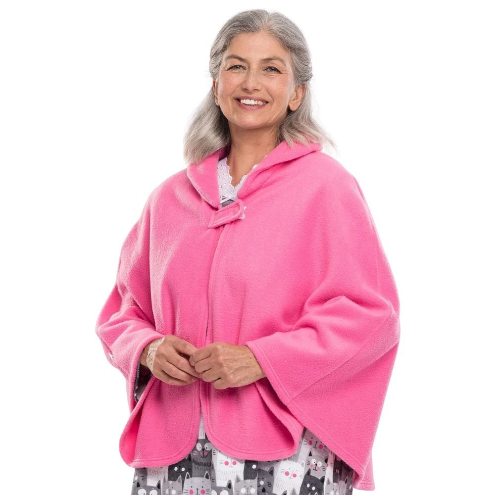 Liseuse style cape en tissu polaire rose