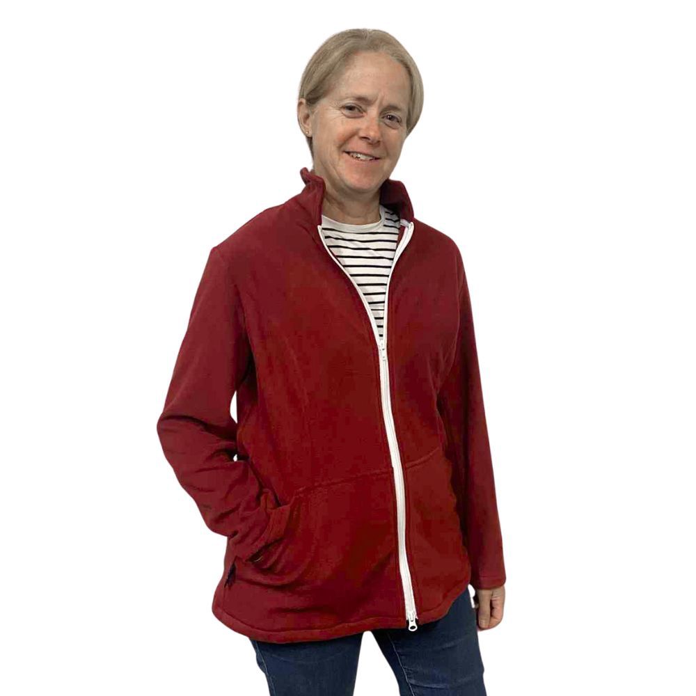 Veste adaptée pour femme en polaire bourgogne