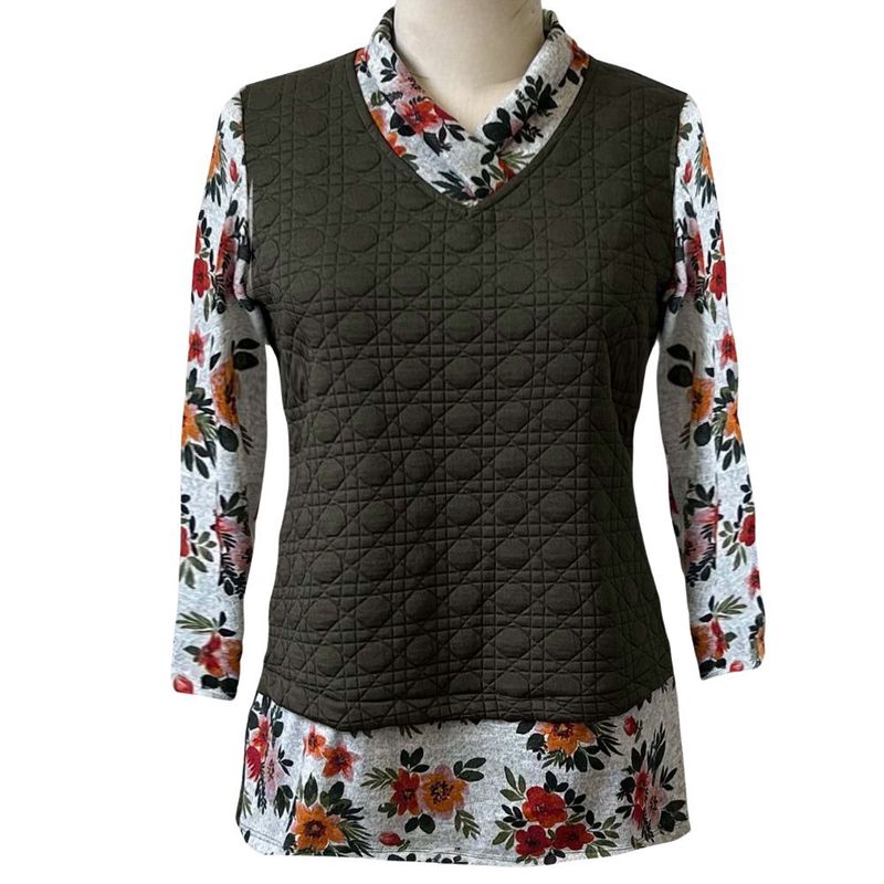 Chandail adapté avec faux débardeur kaki