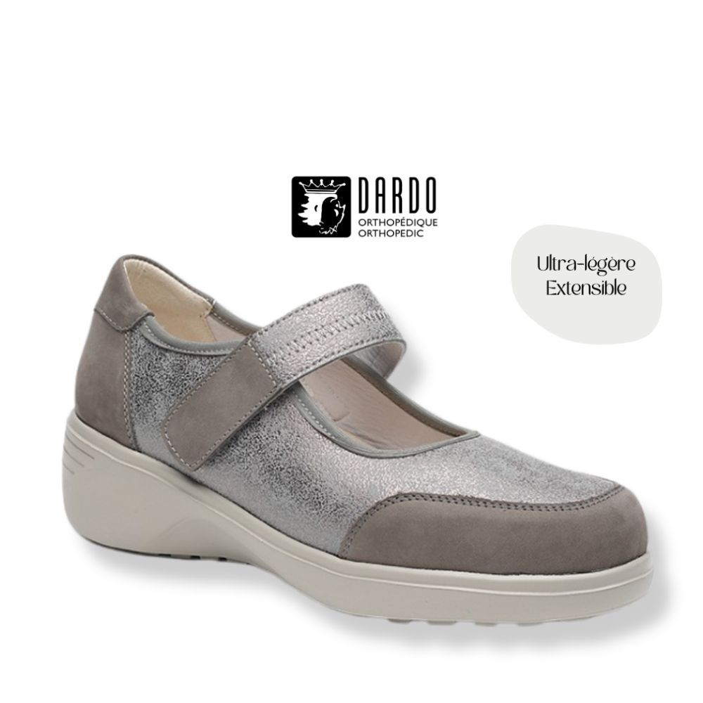 Chaussure à velcro Dardo grise pour femme