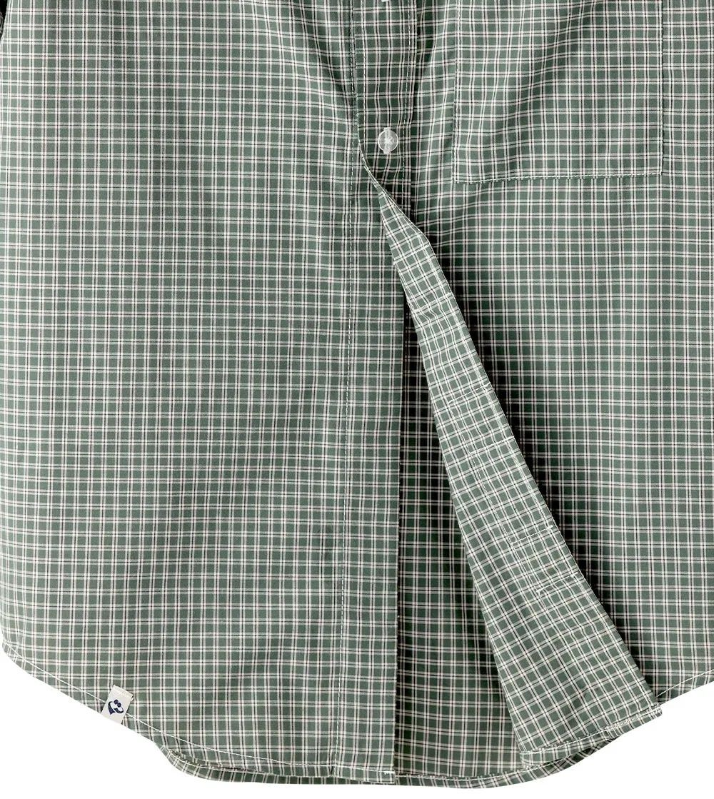 Chemise homme manches courtes verte à boutonnière aimantée