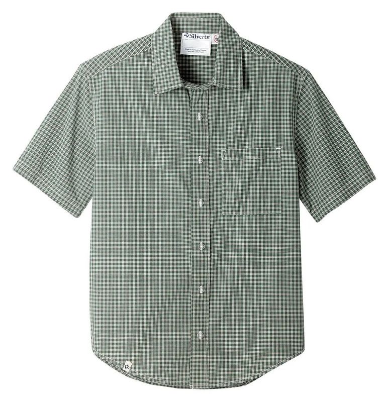 Chemise homme manches courtes verte à boutonnière aimantée