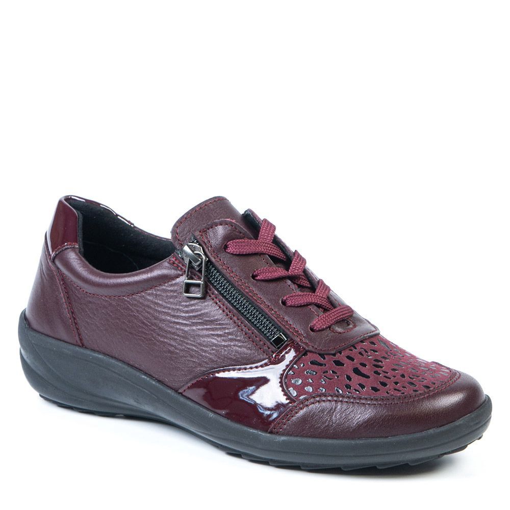 Chaussure à lacets et glissière de Portofino bordeaux pour femme