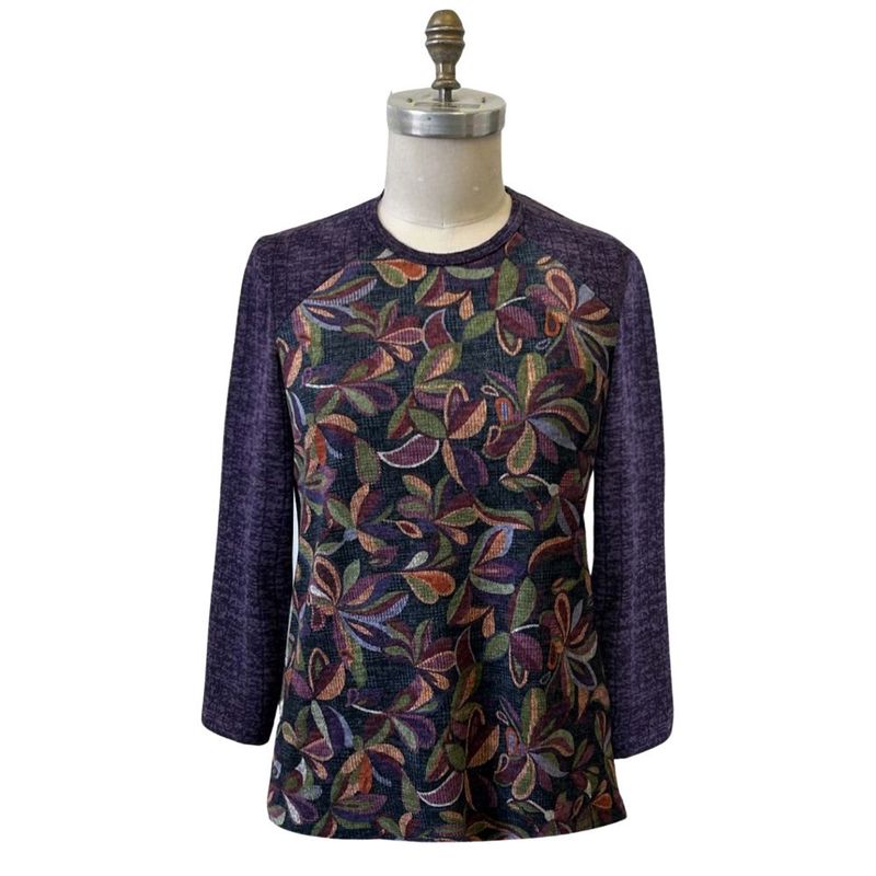 Chandail adapté manches longues contrastantes prune