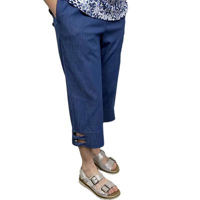 Capri adapté en jeans bleu pâle | Ouverture aux côtés