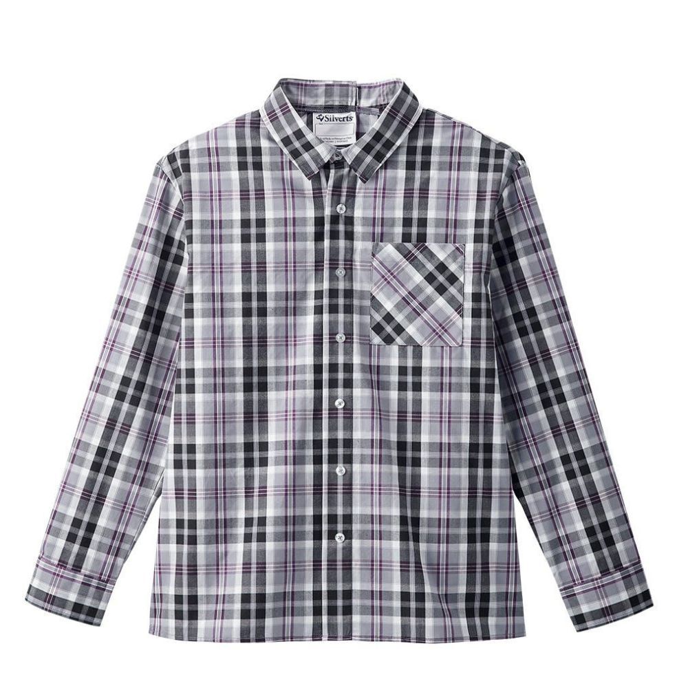 Chemise adaptée manches longues à carreaux pourpres