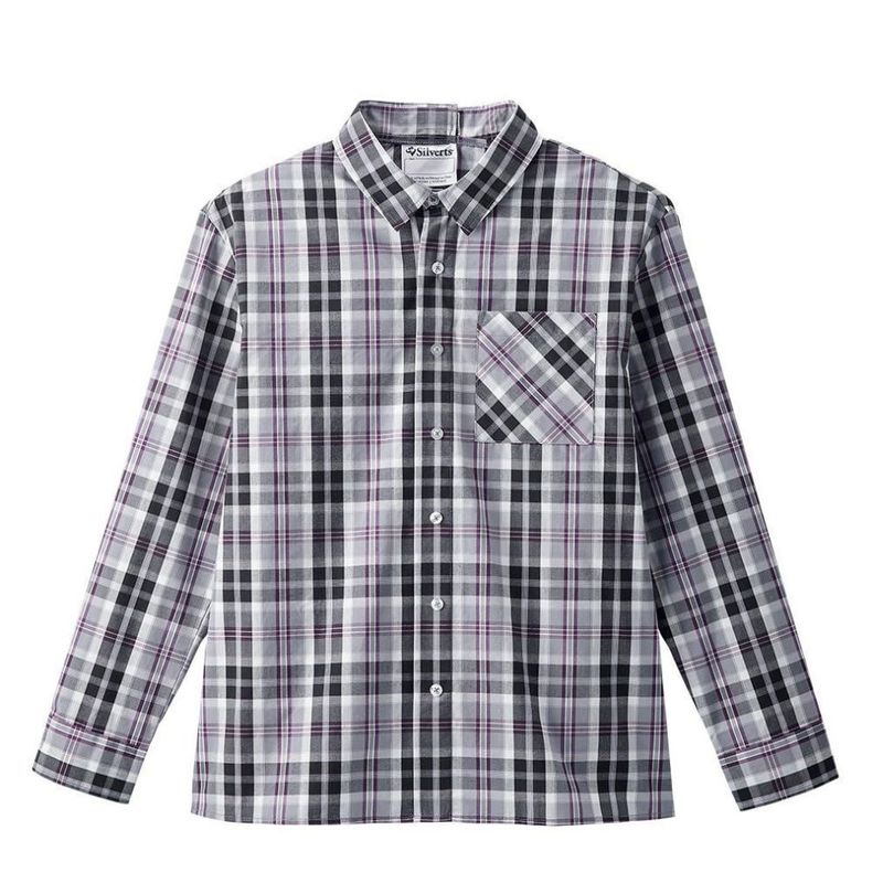 Chemise adaptée manches longues à carreaux pourpres