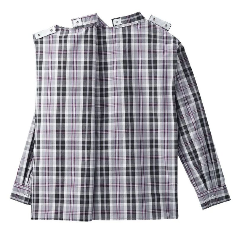 Chemise adaptée manches longues à carreaux pourpres