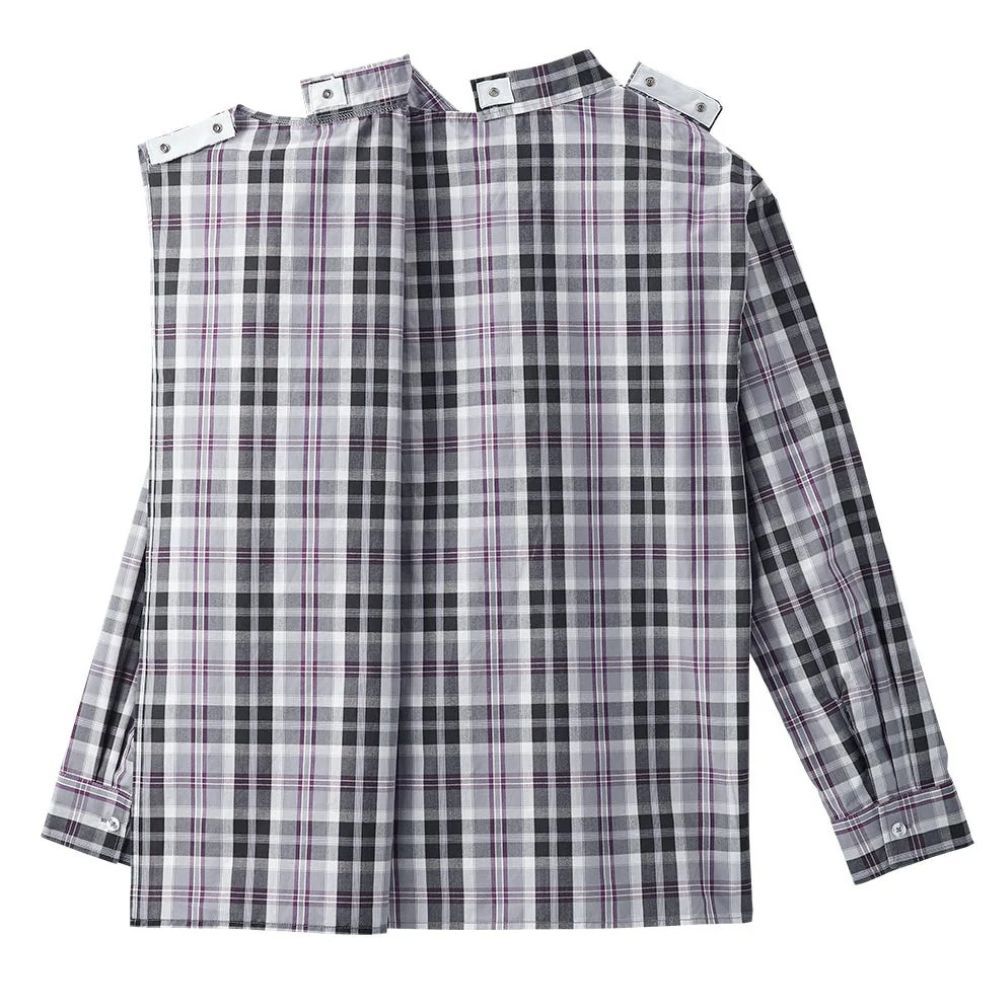 Chemise adaptée manches longues à carreaux pourpres
