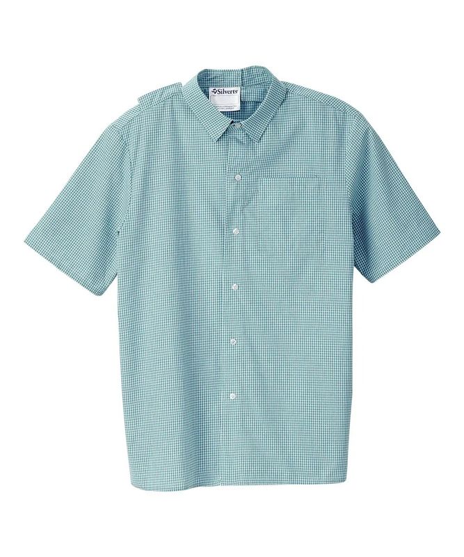 Chemise adaptée manches courtes carreaux vert