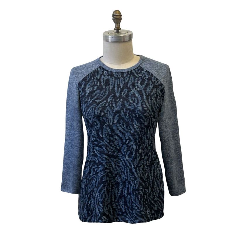 Chandail adapté manches longues contrastantes denim