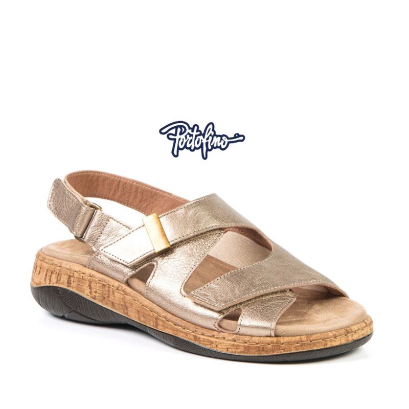 Sandale femme à velcro Portofino or