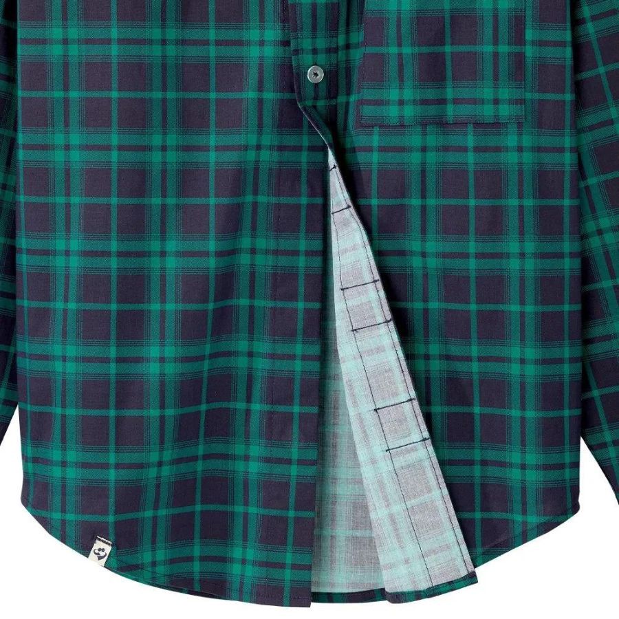 Chemise homme à carreaux vert et boutonnière aimantée