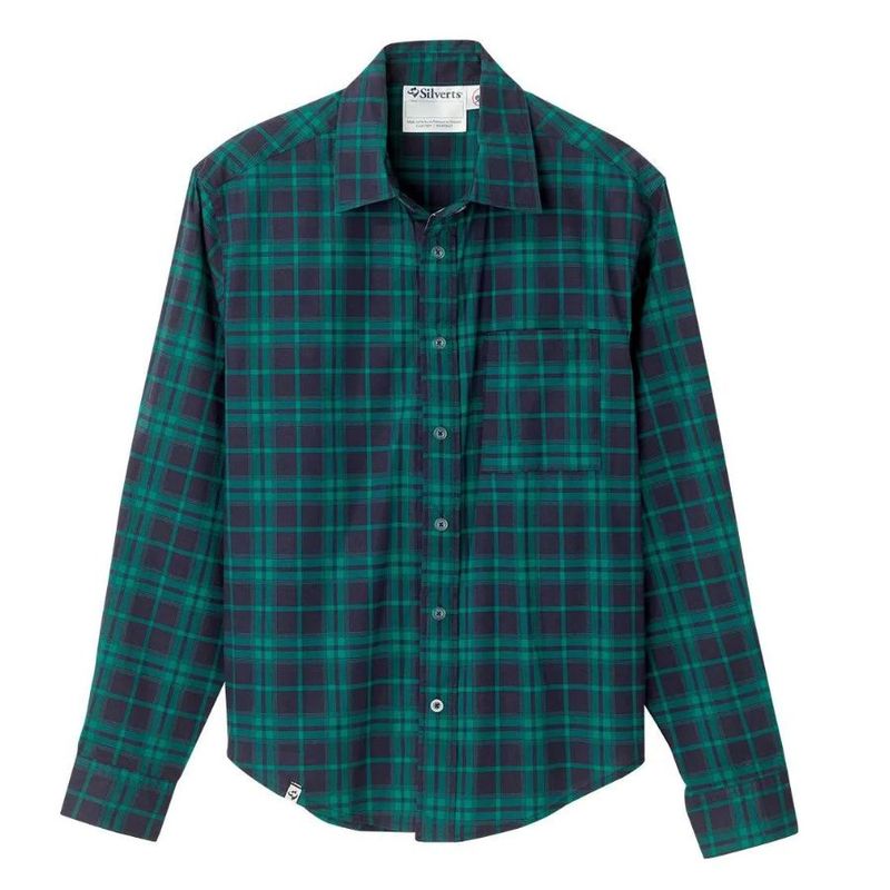 Chemise homme à carreaux vert et boutonnière aimantée