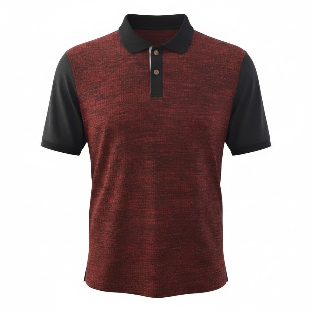 Polo adapté manches courtes rouille et noir