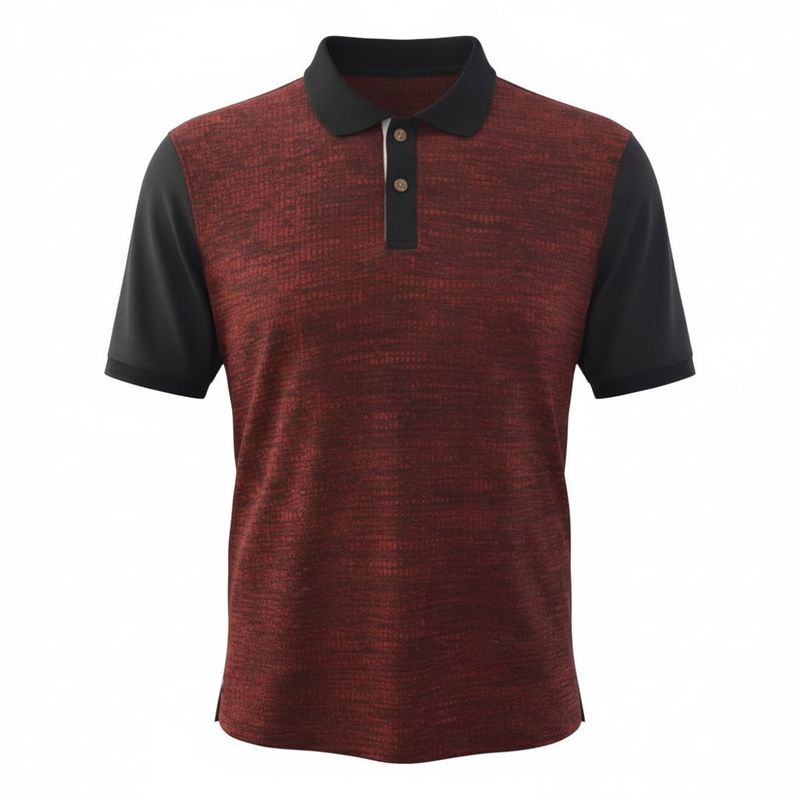 Polo adapté manches courtes rouille et noir