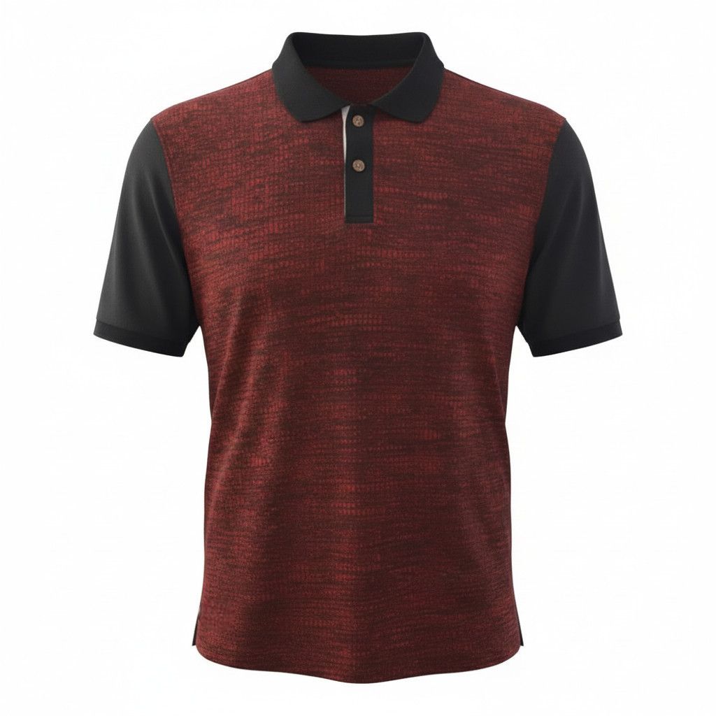 Polo adapté manches courtes rouille et noir