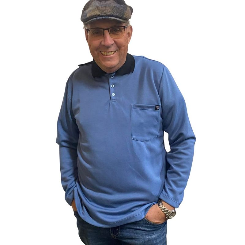 Polo adapté manches longues bleu