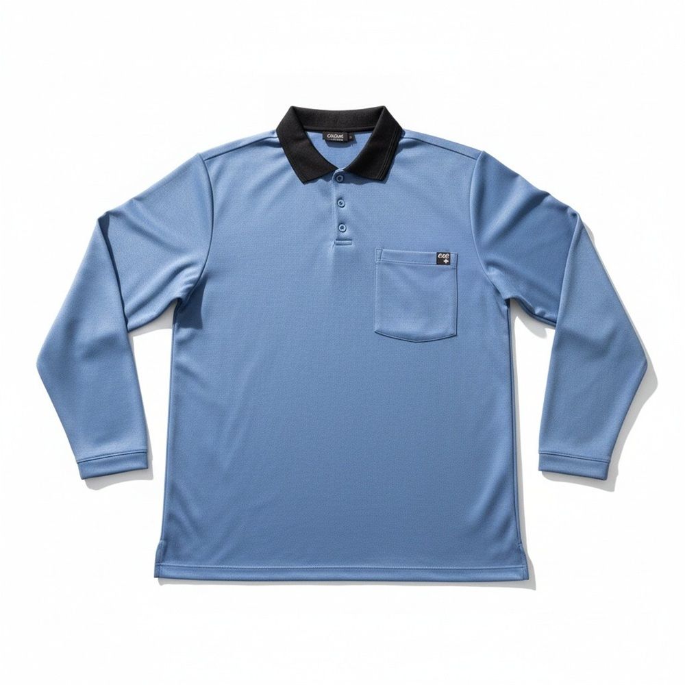 Polo adapté manches longues bleu