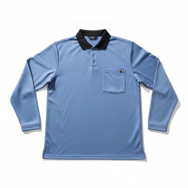 Polo adapté manches longues bleu