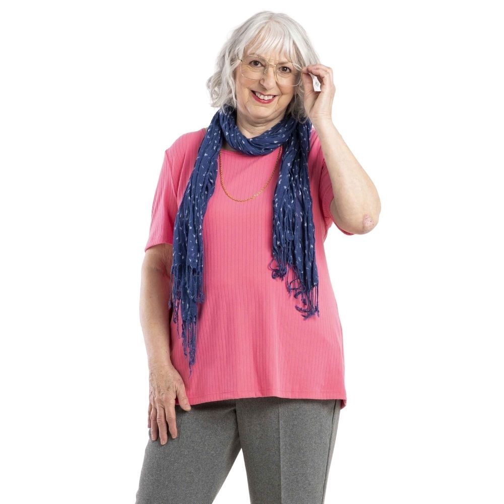 Chandail adapté pour femme rose manches courtes