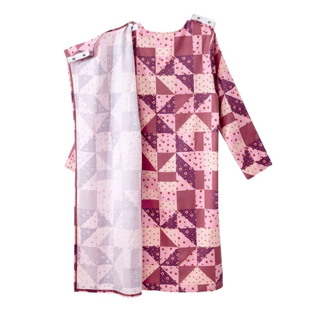 Robe de nuit adaptée en flanelle à imprimé Patchwork