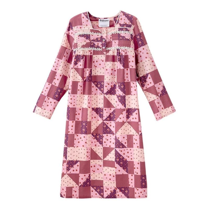 Robe de nuit adaptée en flanelle à imprimé Patchwork