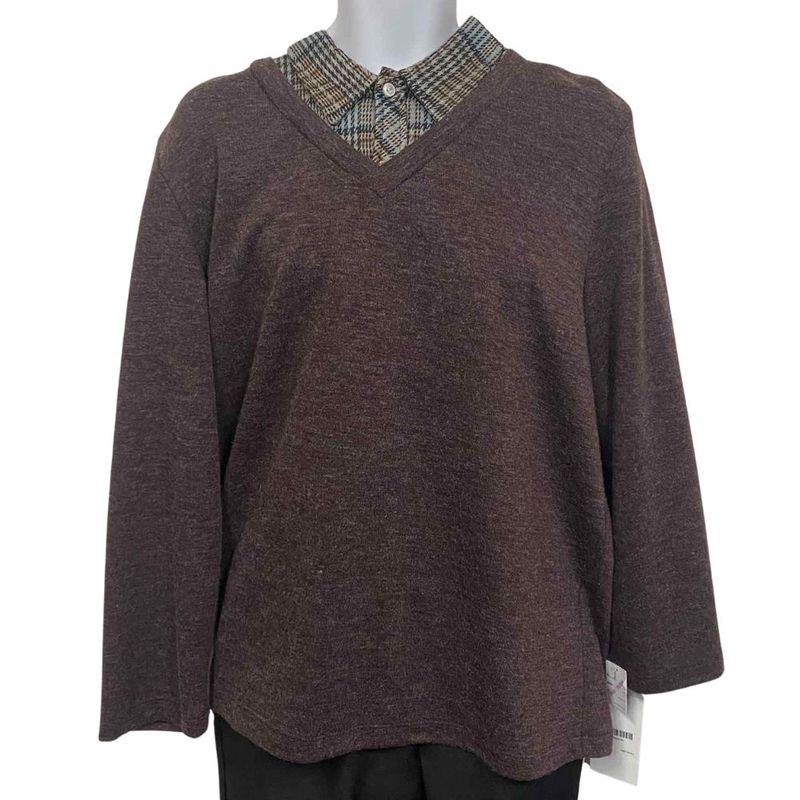 Chandail adapté faux col chemisier bourgogne