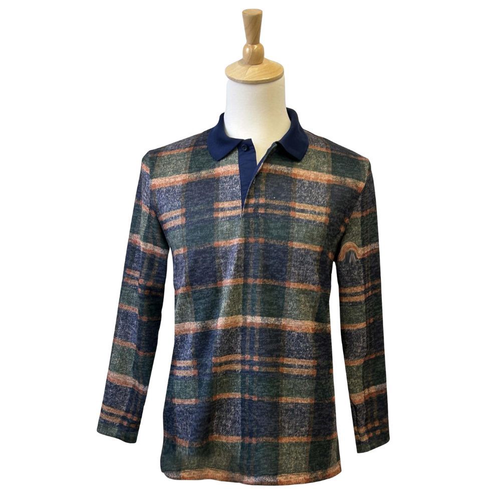 Polo adapté manches longues bleu et vert