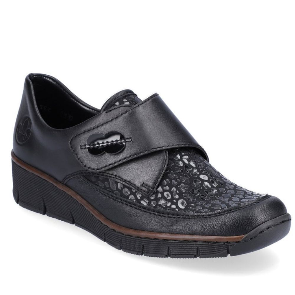 Chaussure femme à velcro extensible de Rieker noire