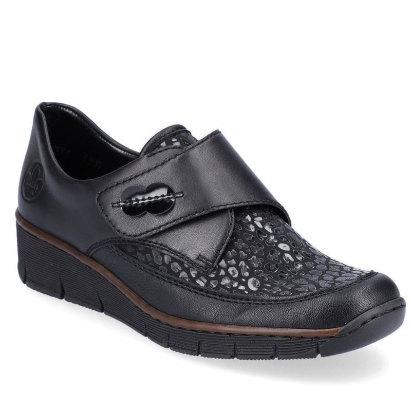 Chaussure femme à velcro extensible de Rieker noire