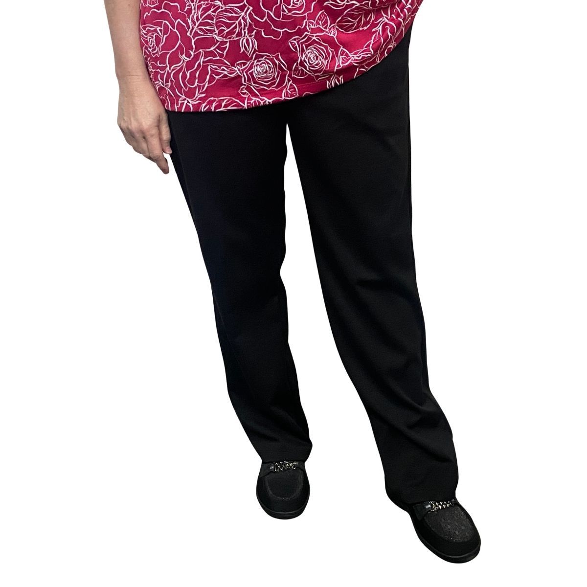 Pantalon adapté pour femmes - Tricot noir | Ouverture aux côtés