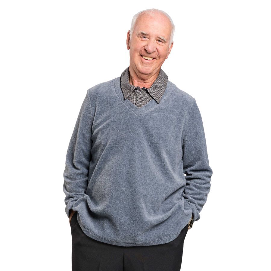 Chandail adapté faux col chemisier gris bleu