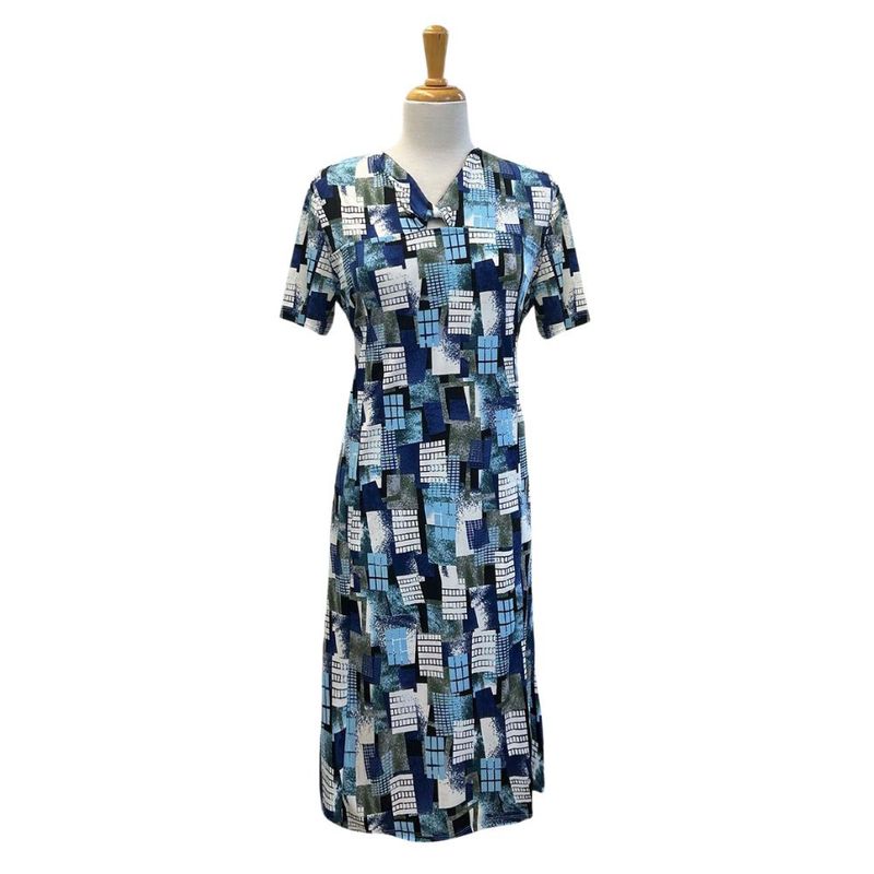 Robe adaptée à motif géométrique bleu