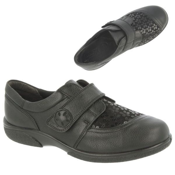 Chaussure femme à velcro Keswick/Owl de Easy B noire