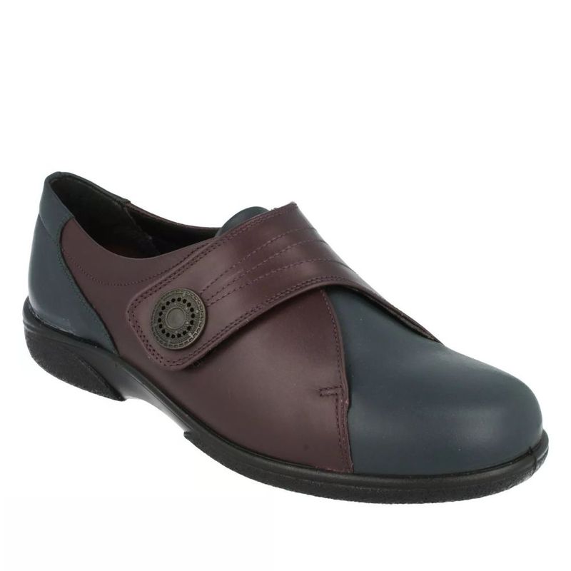 Chaussure femme à velcro Orlando de Easy B bourgogne et marine
