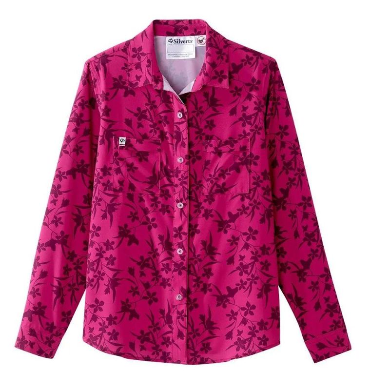 Blouse rose à boutonnière aimantée