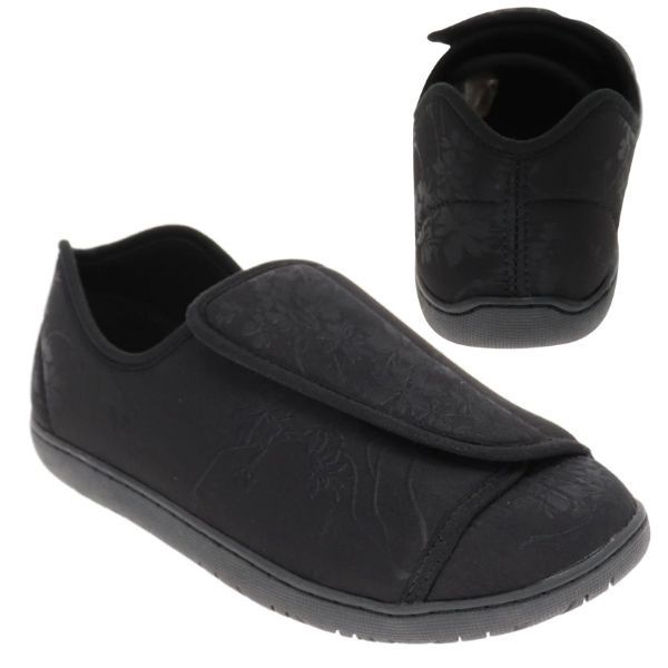 Pantoufle à velcro Nurse de Foamtreads noire pour femme
