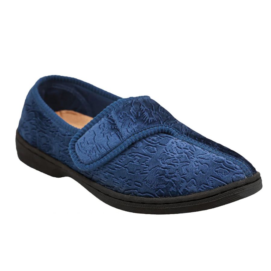 Pantoufle femme bleue à velcro Jewel de Foamtreads