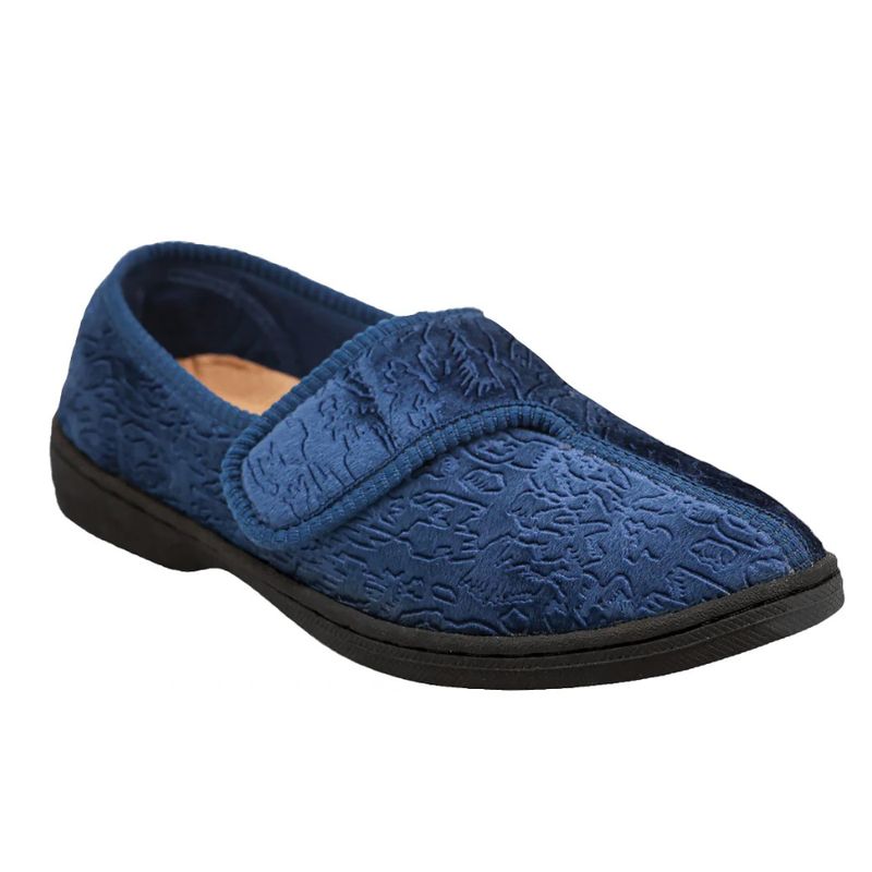 Pantoufle femme bleue à velcro Jewel de Foamtreads