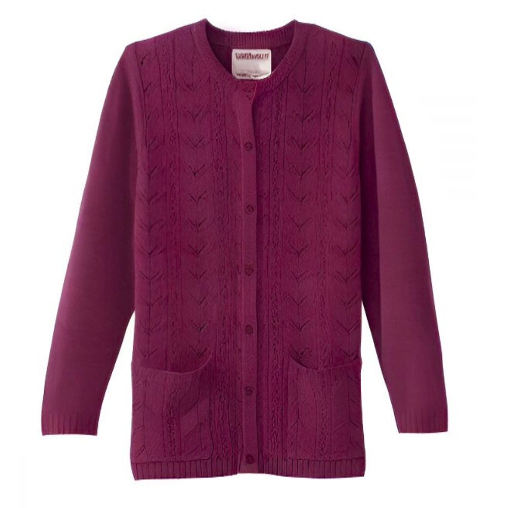 Veste femme en tricot acrylique prune-non adaptée