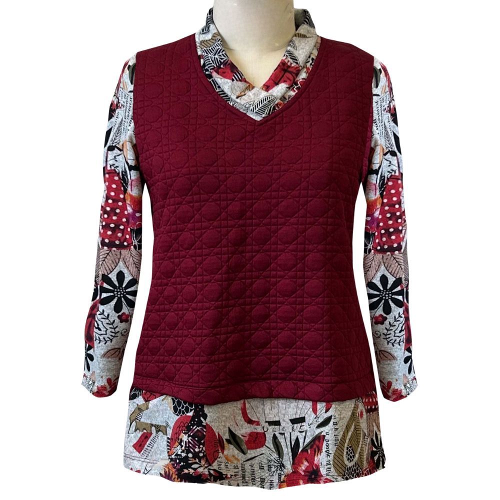 Chandail adapté avec faux débardeur bordeaux