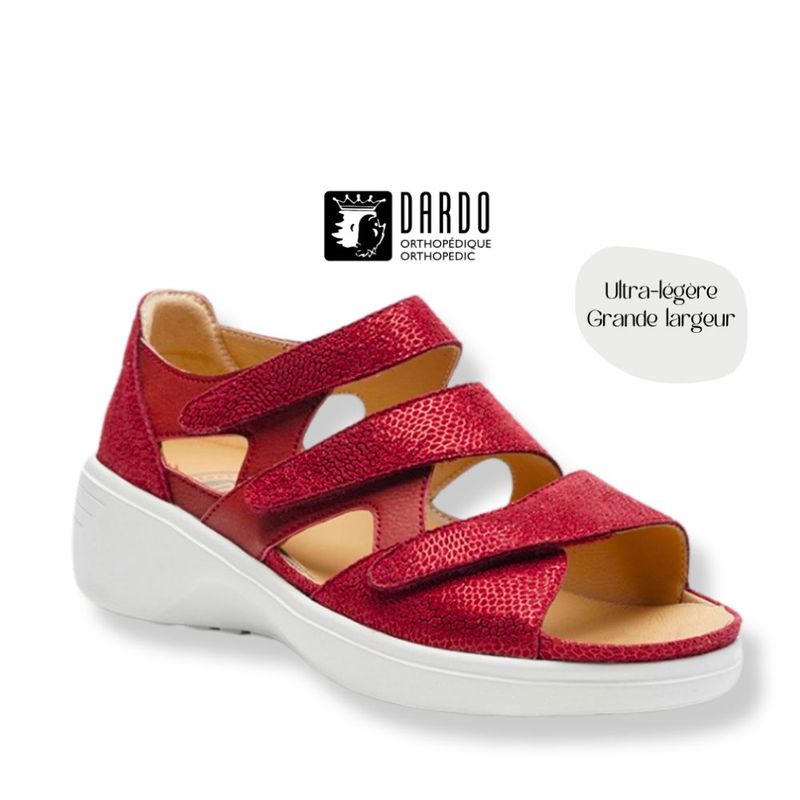 Sandale femme à velcro Dardo rouge framboise