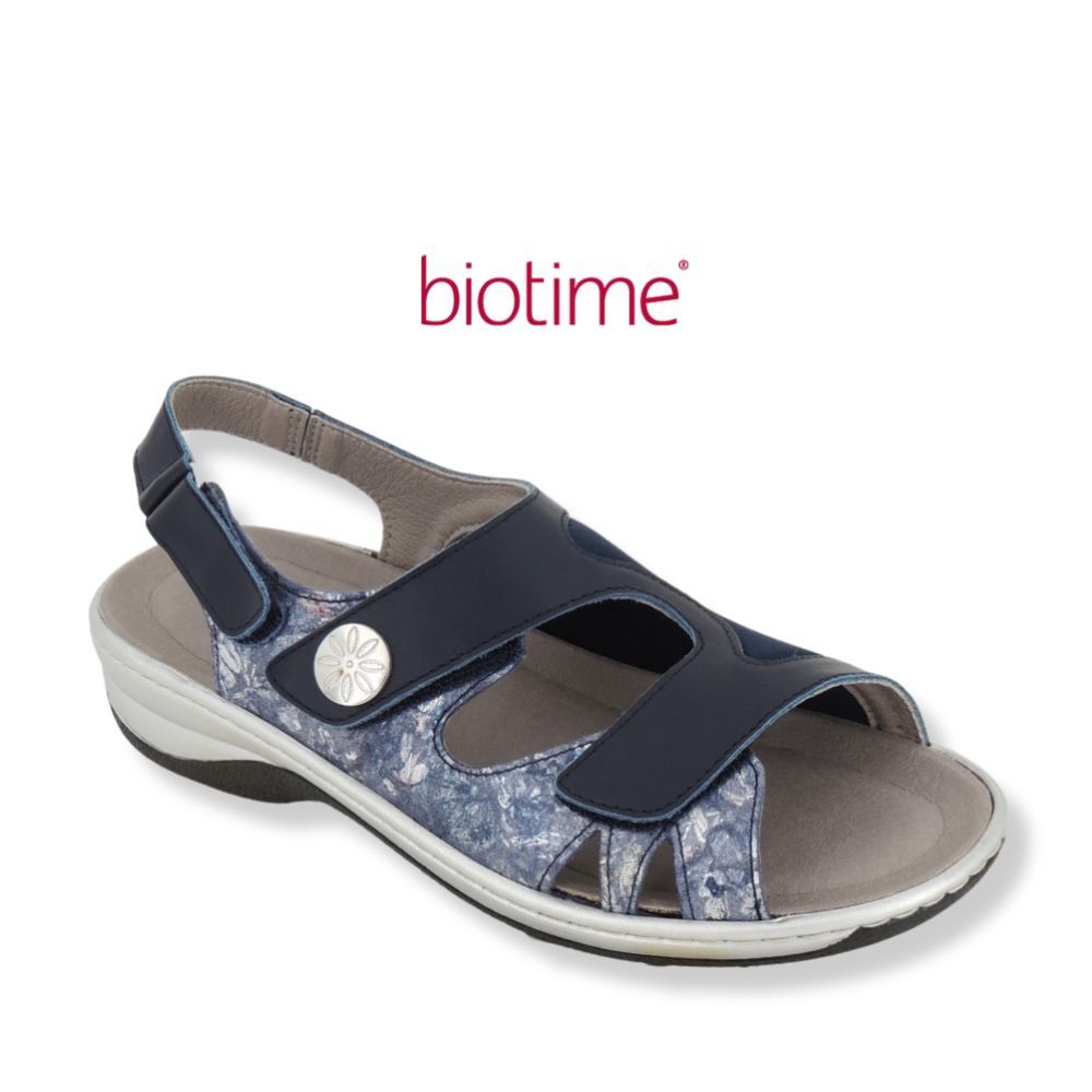 Sandale à velcro Biotime bleue pour femme