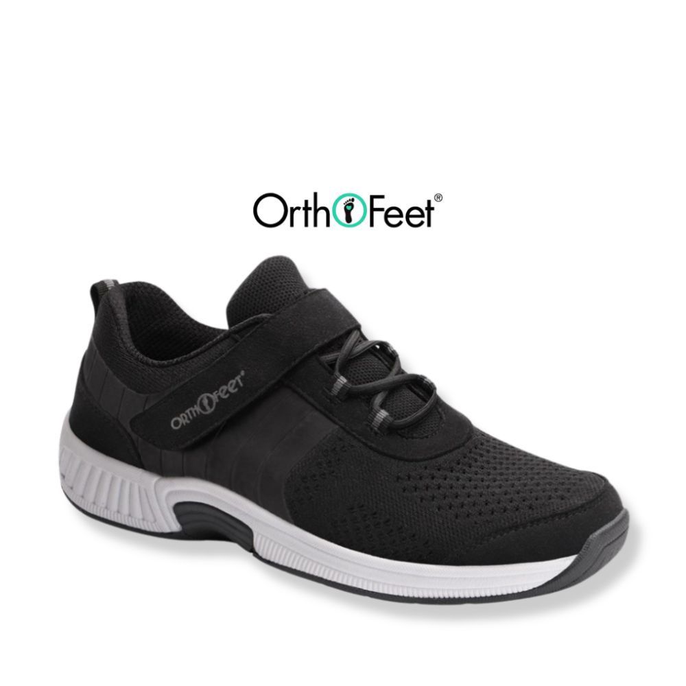 Chaussure à velcro Orthofeet noire pour femme