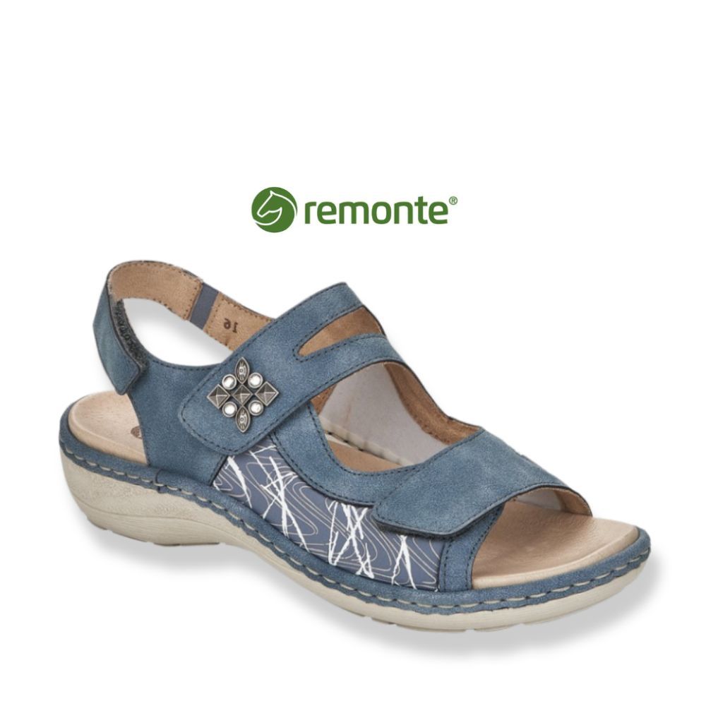 Sandale femme à velcro Remonte bleue